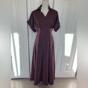 Commense Chocolate Button-Up Maxi Dress